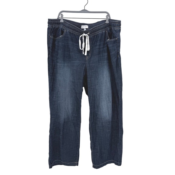 Lane Bryant Pants - Lane Bryant Women 24 Dark Wash Denim Jogger Pants Elastic Waist Drawstring‎ Plus